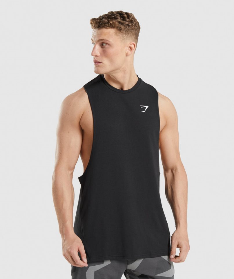 Men\'s Gymshark Critical 2.0 Drop Arm Tanks Black | NZ 5AIBZS